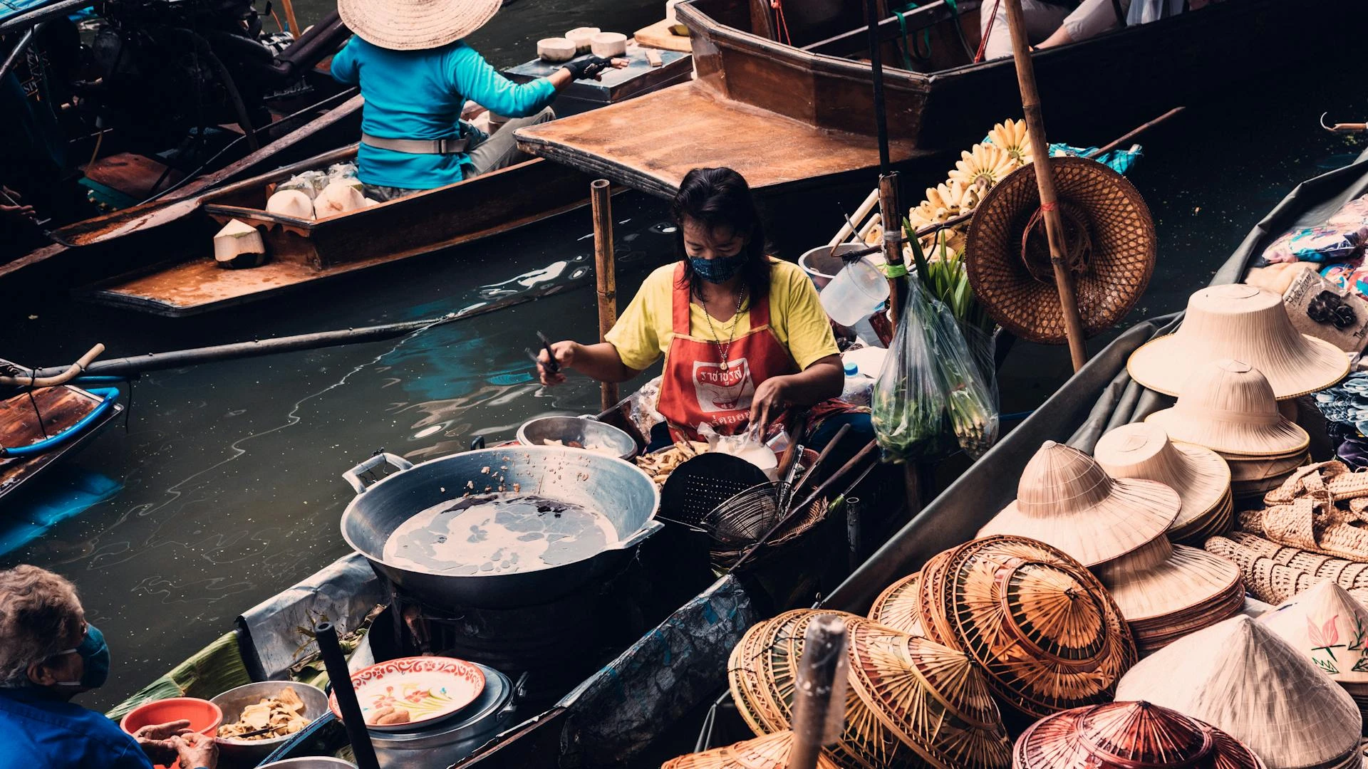 Thailand floating market and boats versus Vietnam Ha Long Bay limestone karsts