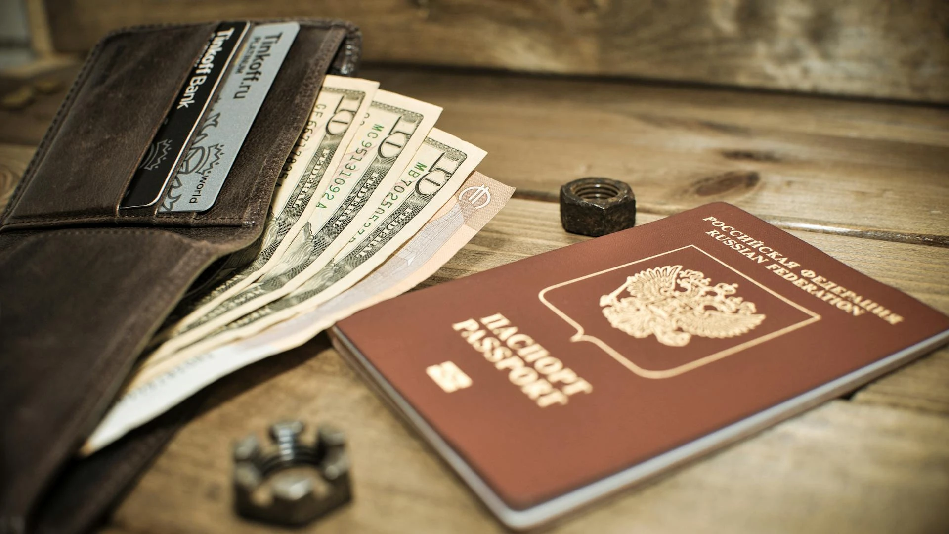 Travel money cards passport and currency for a trip