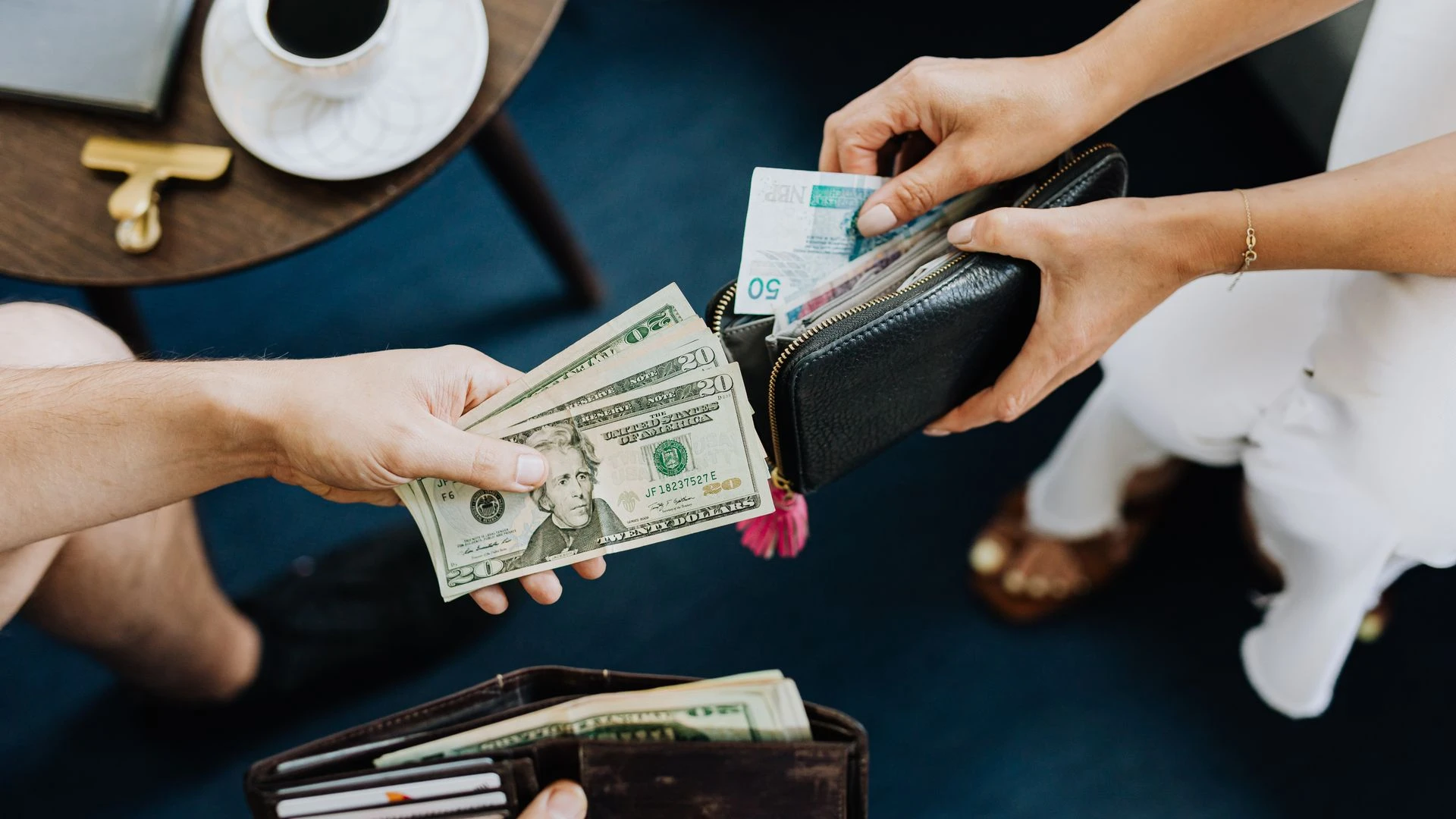 Travel budget planning with documents and currency