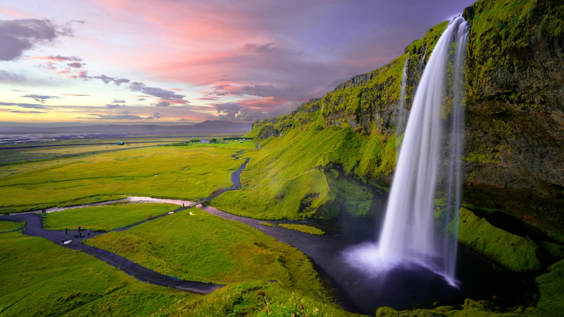 Iceland waterfall and geothermal landscape alternative to Blue Lagoon